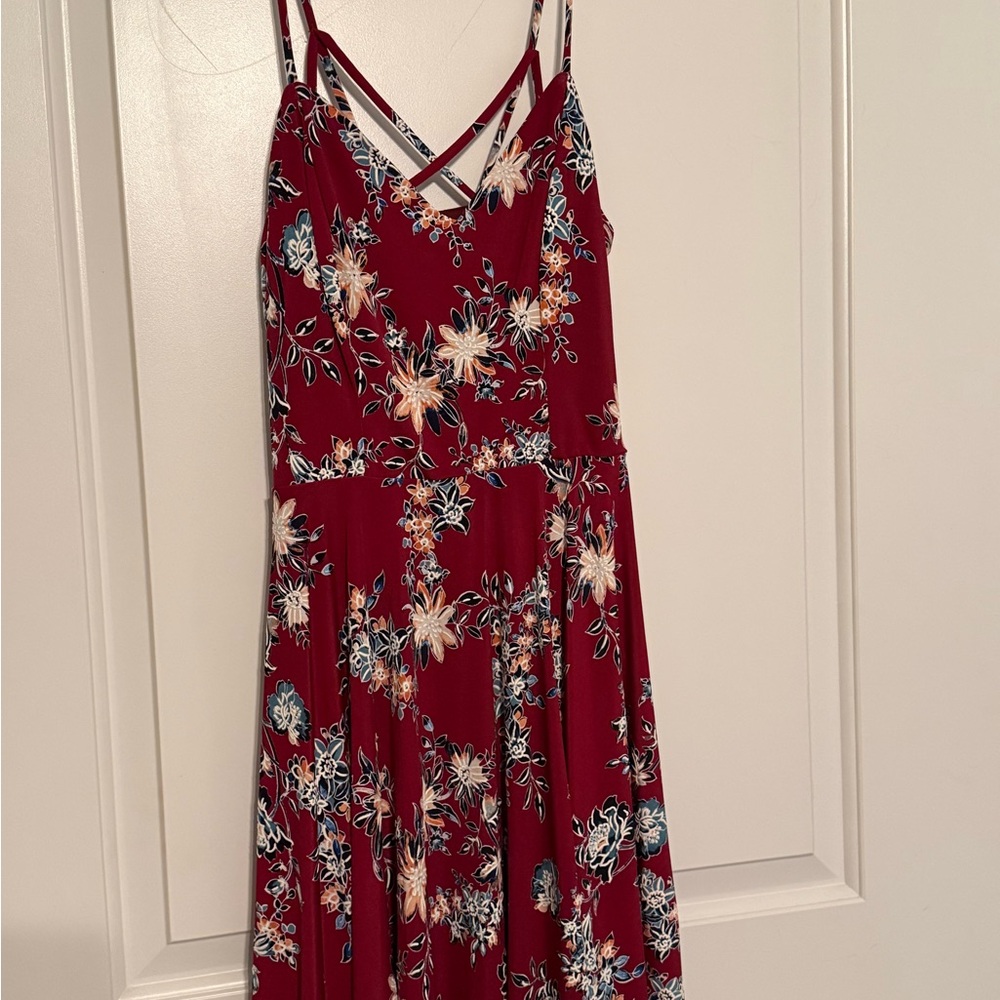 Crisscross Back Floral Maxi Dress